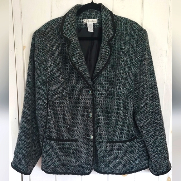 Tweed Lightweight 3 Jeweled Coated Metal Button Blazer Jcket - Picture 1 of 11